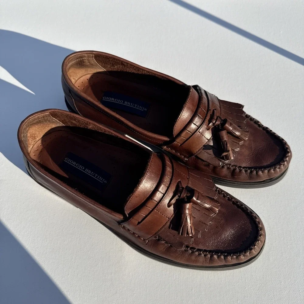 Giorgio Brutini Loafers Mens 9M Brown‎ Leather Princeton Tassel Dress Shoes